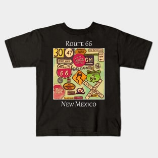 Iconic street signs like you'd have seen while driving along Route 66 in New Mexico Kids T-Shirt